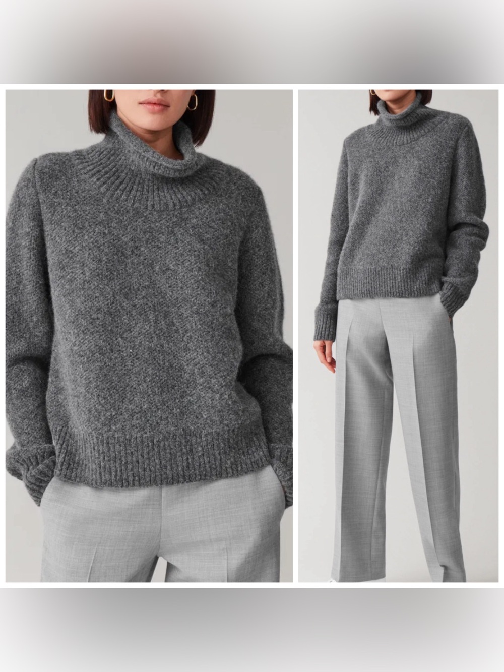 Cos Gray Funnel neck Sweater